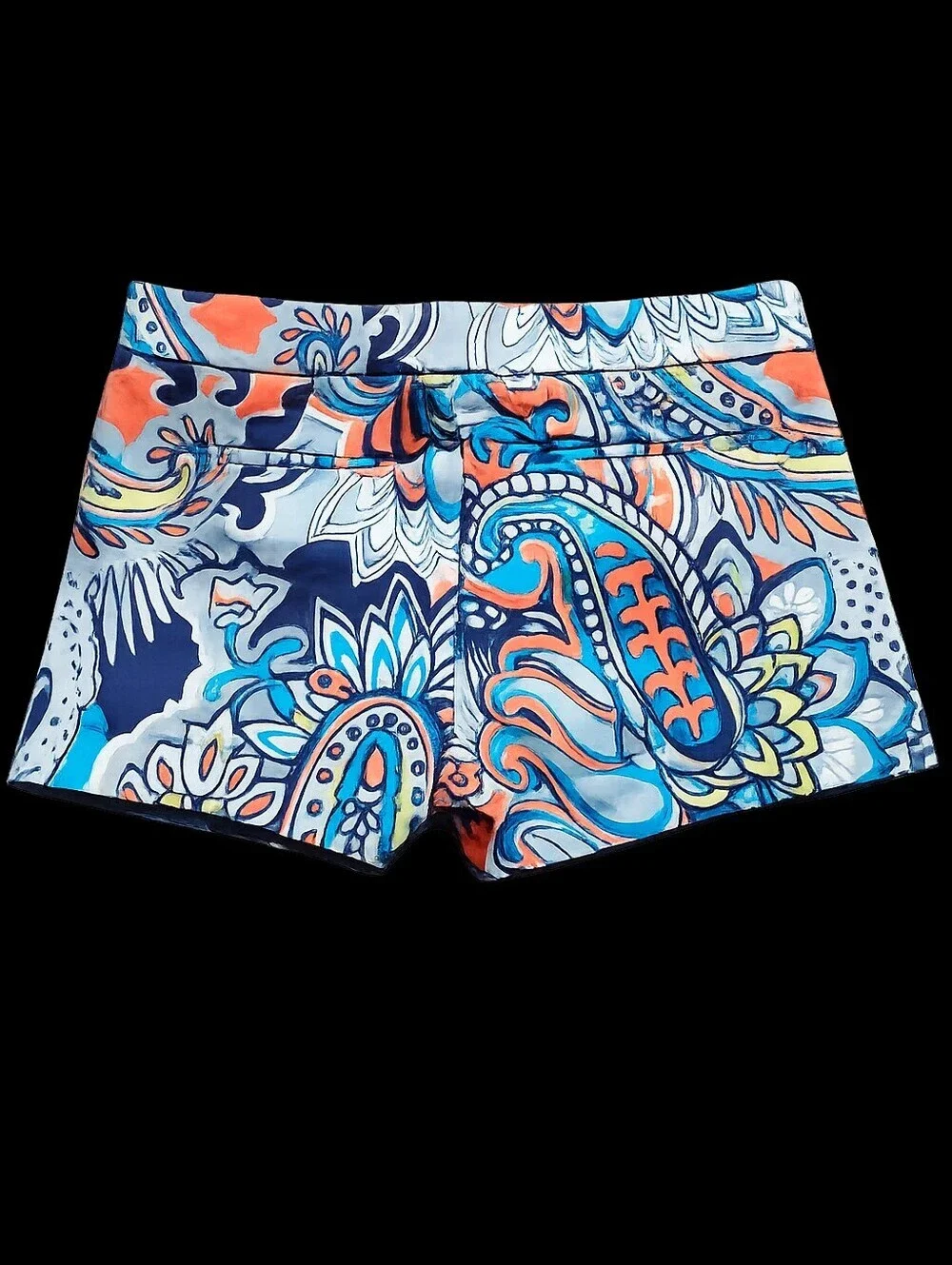J.Crew Moonglow Paisley Print Stretch Chino Shorts - 6 - Blue Orange Cotton EUC